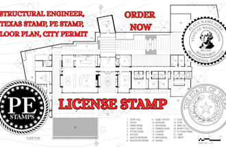 structural engineer, texas stamp, pe stamp, floor plan, city permit