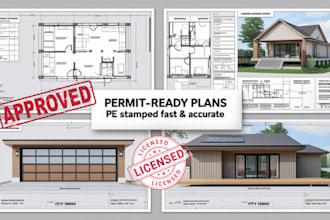 draw and stamp architectural plans deck mep adu garage, drainage for city permit