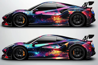 draw creative custom car wrap, van wrap, trailer wrap