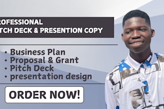 develop winning business plans, pitch deck and grants proposals pitch deck