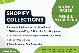 do shopify menu setup product organizing, and collections management