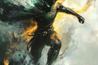 draw fantasy or comic character splash art
