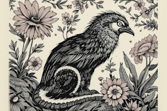 illustrate animal or botanical linocut based on your request
