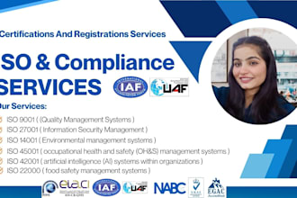 provide iso certification and compliance 9001 ,14001 , 27001