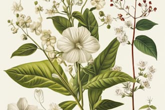 draw line art illustration botanical and flower beautifully
