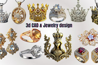 design custom 3d cad jewelry models, ready for printing and casting