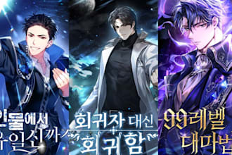 create a cover page for comic book graphic novel manga webtoon comic strip