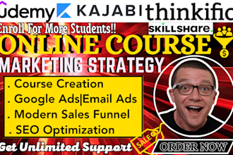 udemy online course promotion teachable skillshare podia kajabi sale funnel SEO