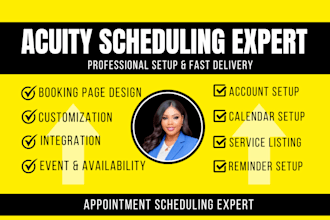 acuity scheduling expert, acuity appointment booking page design account setup