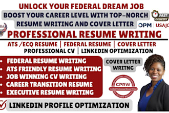 write ats professional resume, cover letter, federal resume writing in 24 hrs