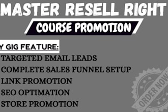 promote master resell right course and setup your store