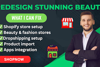 build redesign stunning beauty fashion shopify dropshipping store
