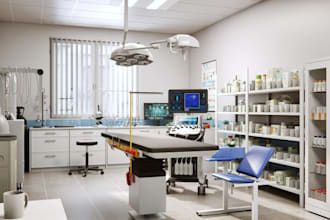 remodel 3d cgi medical equipment, medical lab render,surgical lights,wheelchairs