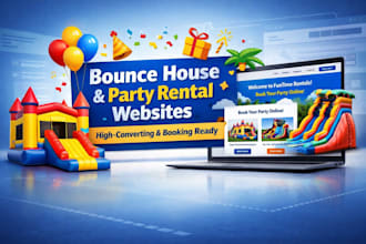 build bounce house website, inflatable, party rental and event rental website
