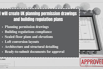 create UK planning permission drawings and building regulation plans