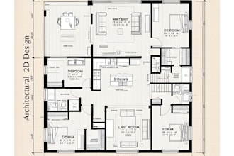 design architectural 2d floor plan on autocad, revit
