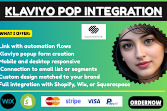 integrate klaviyo popup form with shopify store wix store or squarespace website