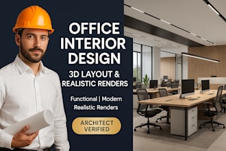 create professional office layout, 3d interior design, and realistic renders pe