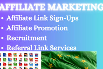 affiliate link promotion, referral sign up and affiliate marketing