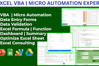 create customized excel vba macro, formulas, template, automation