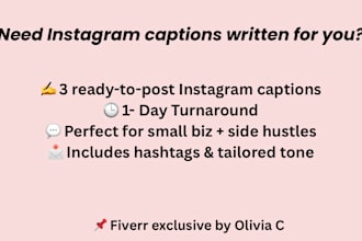 write 3 ready to post instagram captions for your business