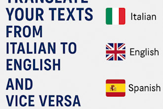 translate your texts from italian to english, italian to spanish and vice versa