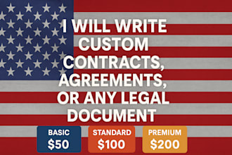 write custom contracts, agreements, or any legal document tailored to your needs
