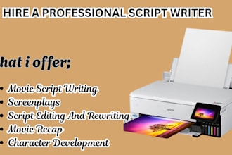 write a professional movie script, or short film
