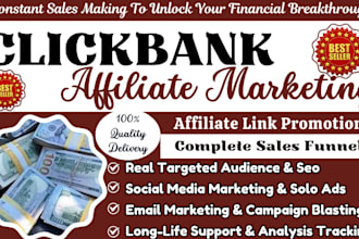 setup clickbank sales funnel, email marketing or seo for affiliate marketing