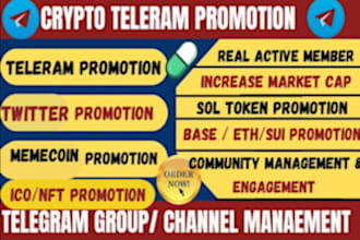 do crypto telegram memecoin, sol, presales token, ico, nft, cto,twitter maketing