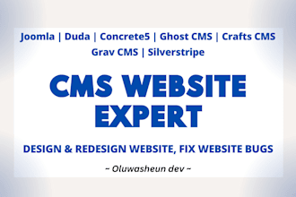 design website fix bugs on ghost cms, duda, joomla, grav, concrete5, craft cms