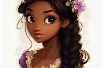 create a disney cartoon illustration for gift