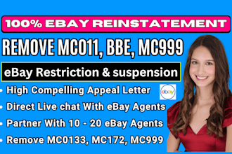 remove mc011, bbe, mc999, mc113, ebay restriction, suspended, ebay reinstatement