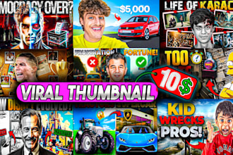 design high CTR attractive clickbait youtube viral thumbnails in 3hrs