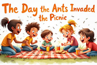 draw water color illustration children story book illustrations, cover design