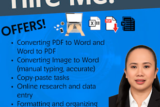 convert PDF to word, image to word, and do data entry tasks