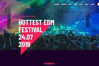 design music festival website, night club, bar website and dj website