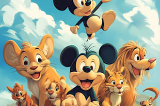 create portrait in disney cartoon illustration for gift