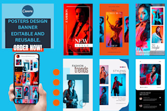 design posters and creative social media food menu in canva