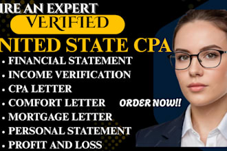 formulate and sign CPA certified financial statement, US CPA and comfort letter