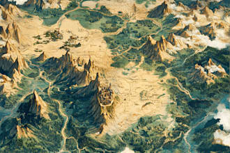illustrate medieval fantasy and sci fi maps