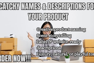 name and write product descriptions that sell your detergent or perfume
