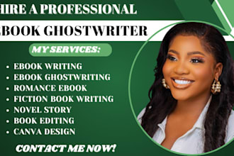 ghostwrite fiction nonfiction story romance memoir children book as ebook writer