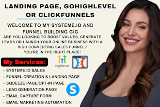 build systeme io sales funnel, landing page, gohighlevel or clickfunnels