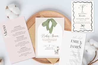 design wedding, birthday, baby shower, party and all types of invitations