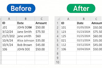 clean, correct and format your excel data