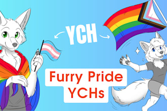 draw pride furry ych art, lgbt, furry or feral character