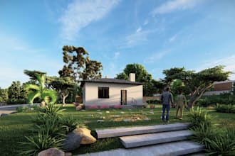 remodel 3d rustic exterior deign,cgi terrace,lanscape rendering,garden,blender