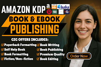 do ebook paperback layout design, kdp book formatting and kdp book publishing