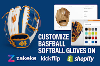 customize 2d 3d baseball softball gloves on zakeke kickflip shopify store